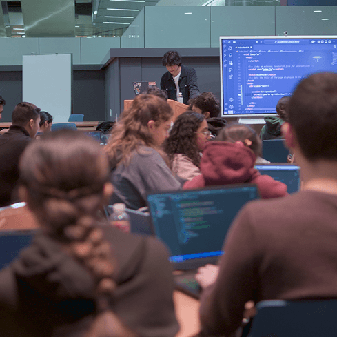 Students collaborating on a project